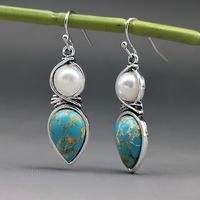 Retro Pearl Dragon Crystal Turquoise Earrings European And American Ear Jewelry Wholesale main image 5