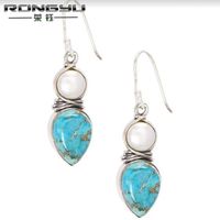 Retro Pearl Dragon Crystal Turquoise Earrings European And American Ear Jewelry Wholesale main image 6
