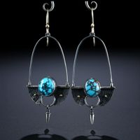 New Creative Long Bullet Turquoise Earrings European And American Retro Exaggerated Earrings main image 1