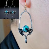 New Creative Long Bullet Turquoise Earrings European And American Retro Exaggerated Earrings main image 3