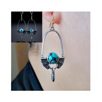 New Creative Long Bullet Turquoise Earrings European And American Retro Exaggerated Earrings main image 6