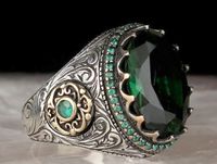 European And American Craftsman Diamond Emerald Green Zircon Ring Wholesale main image 1