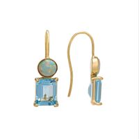 Korean Blue Topaz Earrings Simple Square Champagne Zircon Earrings Opal Earrings main image 6