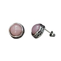 New Bohemian Retro Pink Crystal Natural Stone Flower Gem Earrings main image 6