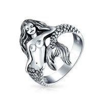 New Jewelry Fairy Siren Mermaid Ring Europe And America Plated Retro Thai Silver Ring Female main image 1