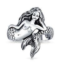New Jewelry Fairy Siren Mermaid Ring Europe And America Plated Retro Thai Silver Ring Female main image 3
