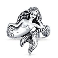 New Jewelry Fairy Siren Mermaid Ring Europe And America Plated Retro Thai Silver Ring Female main image 5