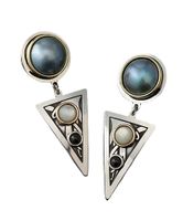 Neue Koreanische Mode Kreative Dreieck Eingelegte Perlens Chale Mondstein Ohrringe Weiblich main image 6