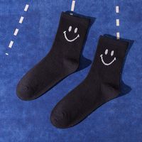 Fashion Black And White Smiling Face Combed Cotton College Style Socks sku image 2