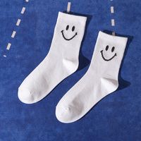 Fashion Black And White Smiling Face Combed Cotton College Style Socks sku image 5