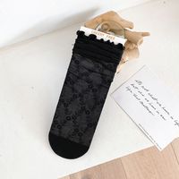 Socks Female Lace Black And White Middle Tube Net Yarn Breathable Pile Socks Wholesale sku image 7
