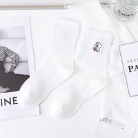 Chaussettes En Coton Confortables Et Respirantes À La Mode Avec Broderie De Dessin Animé En Noir Et Blanc sku image 4