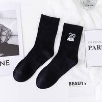 Fashion Black And White Cartoon Embroidery High-top Breathable Comfortable Cotton Socks sku image 8