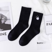 Fashion Black And White Cartoon Embroidery High-top Breathable Comfortable Cotton Socks sku image 10