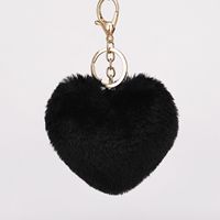 1 Piece Simple Style Heart Shape Faux Rabbit Fur Alloy Patchwork Keychain sku image 11