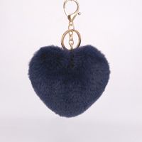 1 Piece Simple Style Heart Shape Faux Rabbit Fur Alloy Patchwork Keychain sku image 13