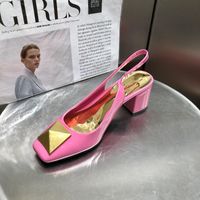 Neue Mode Metallschnalle Square Toe Damen Einzelschuhe Dicke Ferse Sandalen sku image 15