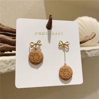 Fashion Bow Circle Bear Pattern Tassel Long Earrings main image 4