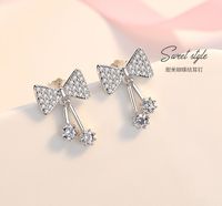 Cute Korean Style Bowknot Rhinestone Earrings sku image 1