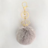 Fashion Fur Plush Crown Keychain Alloy Pendant Fashion Plush Bag Pendant Wholesale sku image 2
