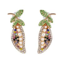 New Style Vegetable Pea Alloy Diamond Earrings sku image 2