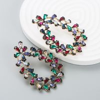 European And American Fashion Exaggerated Alloy Color Rhinestone Geometric Earrings sku image 3