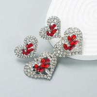 European And American Fashion Exaggerated Multi-layer Heart-shaped Rhinestone Earrings sku image 2