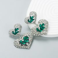 Pendientes De Diamantes De Imitación En Forma De Corazón Exagerados De Moda Europea Y Americana sku image 3