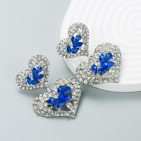 European And American Fashion Exaggerated Multi-layer Heart-shaped Rhinestone Earrings sku image 4