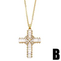Hip-hop Full Diamond Cross Micro-inlaid Zircon Pendant Necklace Wholesale sku image 2