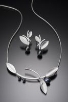 Fashion Silver Tree Leaf And Pearl Earrings Necklace Set Fashion Jewelry Christmas Gift sku image 2