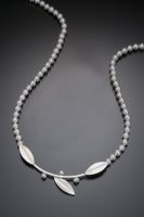 Fashion Silver Tree Leaf And Pearl Earrings Necklace Set Fashion Jewelry Christmas Gift sku image 3