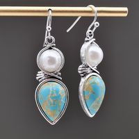 Retro Pearl Dragon Crystal Turquoise Earrings European And American Ear Jewelry Wholesale sku image 1