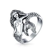 New Jewelry Fairy Siren Mermaid Ring Europe And America Plated Retro Thai Silver Ring Female sku image 1