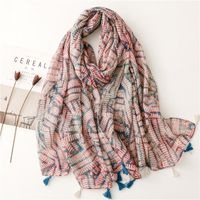 Bali Yarn Cotton Fruit Green Bright Yellow Leaf Printing Tassel Scarf Shawl sku image 14