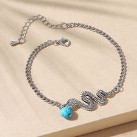 European And American Creative Snake-shaped Exaggerated Stone Anklet main image 1