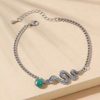 European And American Creative Snake-shaped Exaggerated Stone Anklet sku image 4