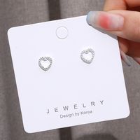 Fashion Hollow Heart-shaped Crystal Stud Earrings main image 2