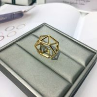 Bague En Alliage Ouvert Triangle Géométrique Rétro 18kgp Femme sku image 2