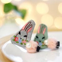Fabric Embroidery Cute Rabbit Cartoon Hairpin Hair Accessories main image 1