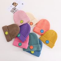 Children's Knitted Hat Round Label Color Smiley Hemp Pattern Woolen Hat Winter Warm Hood main image 2