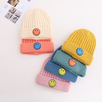 Children's Knitted Hat Round Label Color Smiley Hemp Pattern Woolen Hat Winter Warm Hood main image 4