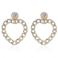 Retro Alloy Diamond Heart-shaped Chain Earrings sku image 1