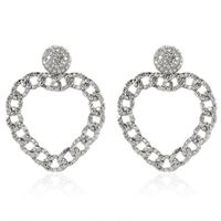 Retro Alloy Diamond Heart-shaped Chain Earrings sku image 2