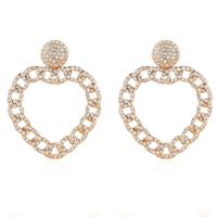 Retro Alloy Diamond Heart-shaped Chain Earrings sku image 3