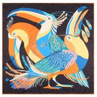 New Cartoon Toucan Print 90cm Twill Square Scarf main image 2