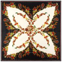 European And American New Style Silk Scarf Butterfly Flower Print 130cm Large Square Scarf main image 1