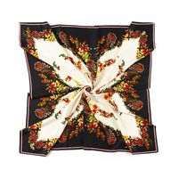 European And American New Style Silk Scarf Butterfly Flower Print 130cm Large Square Scarf main image 6