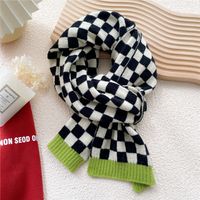 Checkerboard Scarf Female Winter Short Knitted Wool Scarf main image 1