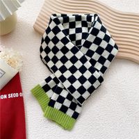 Checkerboard Scarf Female Winter Short Knitted Wool Scarf main image 4